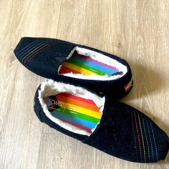 Toms Shoes Toms Alpargata Felt Black Rainbow Size 75 Poshmark